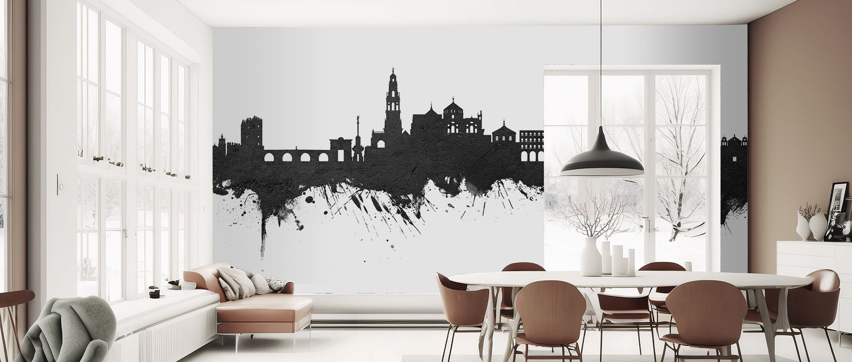 Balance develops in Córdoba Spain Skyline Black & White Wallpaper across softened skyline tones, enriching lounges or bedrooms with atmosphere enriched by cultural resonance, heritage refinement, and timeless sophistication, nurturing interiors into poise