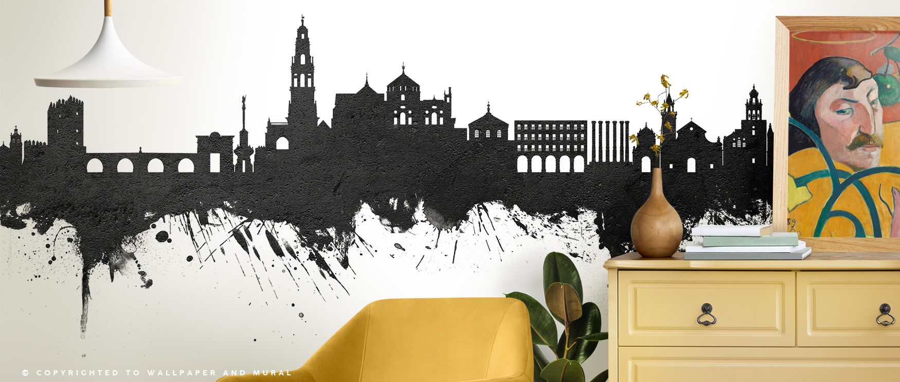 Heritage resonance thrives in Córdoba Spain Skyline Black & White Wallpaper through softened tones, enriching bedrooms or lounges with atmosphere enriched by cultural resonance, heritage refinement, and timeless charm, shaping interiors into poised artist