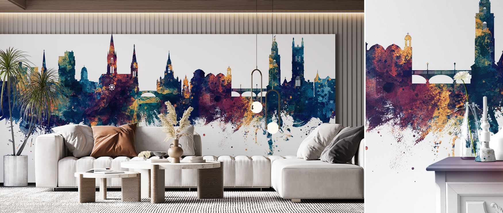 Serenity glows in Cork Ireland Skyline Blue & Bronze Wallpaper through layered tones, enriching bedrooms or lounges with atmosphere enriched by cultural resonance, luminous refinement, and timeless resonance, nurturing interiors into calm artistic environ