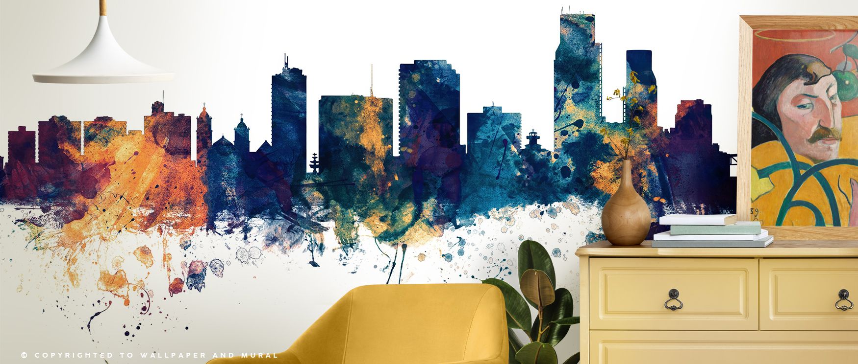 Radiant resonance thrives in Corpus Christi Texas Skyline Blue & Bronze Wallpaper through luminous tones, enriching bedrooms or lounges with atmosphere enriched by cultural resonance, luminous refinement, and timeless charm, shaping interiors into poised 