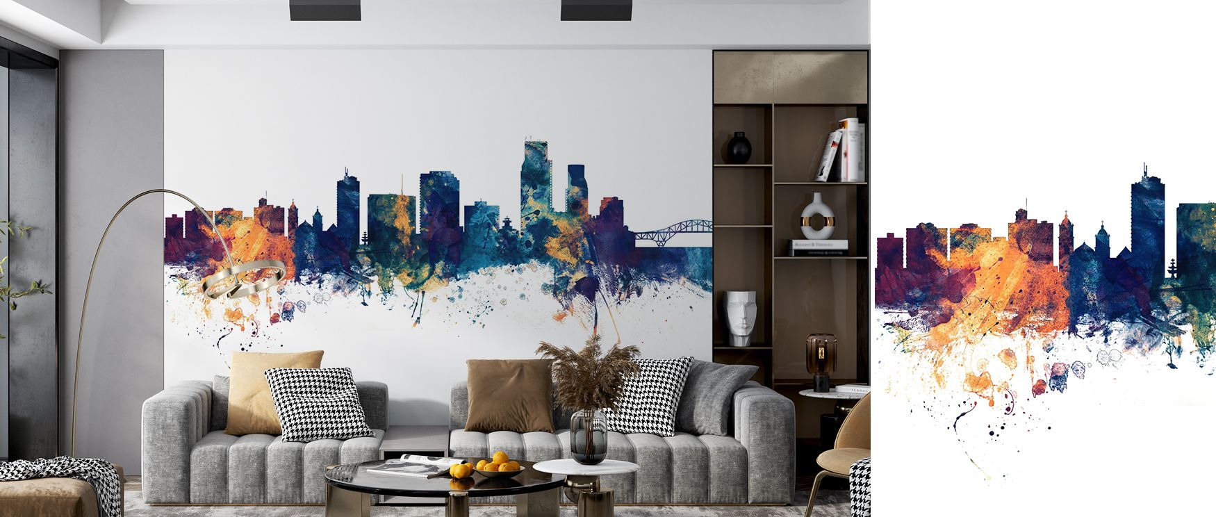 Permanence radiates in Corpus Christi Texas Skyline Blue & Bronze Wallpaper across radiant tones, enriching bedrooms or living rooms with atmosphere enriched by cultural resonance, luminous refinement, and timeless resonance, nurturing interiors into pois