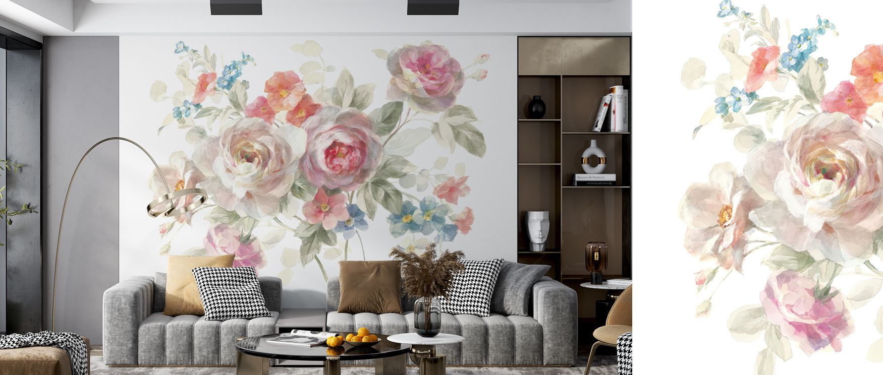 Permanence builds in Cottage Garden on White Wallpaper through delicate florals, enriching bedrooms or living rooms with atmosphere enriched by cultural resonance, floral refinement, and timeless resonance, shaping interiors into calm poetic environments.