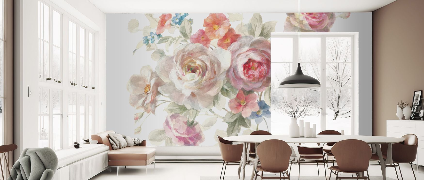 Harmony thrives in Cottage Garden on White Wallpaper through botanical silhouettes, enriching bedrooms or dining rooms with atmosphere enriched by cultural resonance, floral refinement, and timeless resonance, nurturing interiors into floral artistic spac
