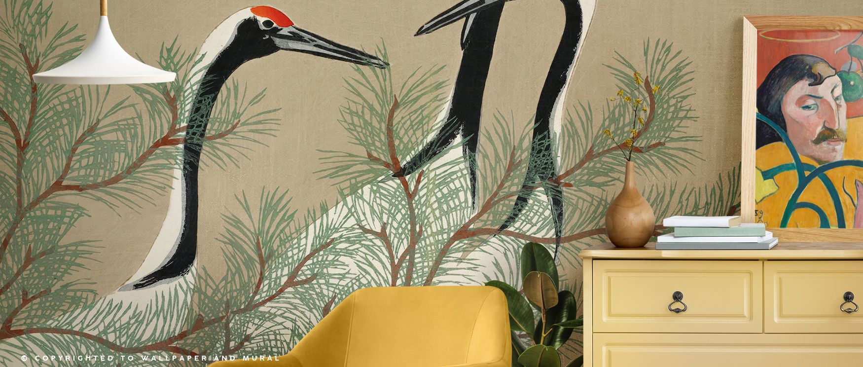 Balance thrives in Cranes From Momoyogusa Wallpaper across layered tones, enriching living rooms or lounges with atmosphere enriched by cultural resonance, artistic refinement, and timeless resonance, shaping interiors into poised artistic spaces. 
