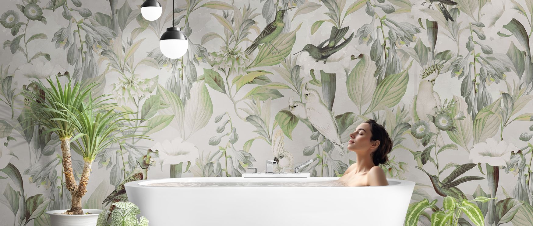 Botanical resonance thrives in Datura Green Wallpaper through luminous blossoms, enriching bedrooms or lounges with atmosphere enriched by cultural resonance, floral refinement, and timeless sophistication, shaping interiors into poised artistic environme