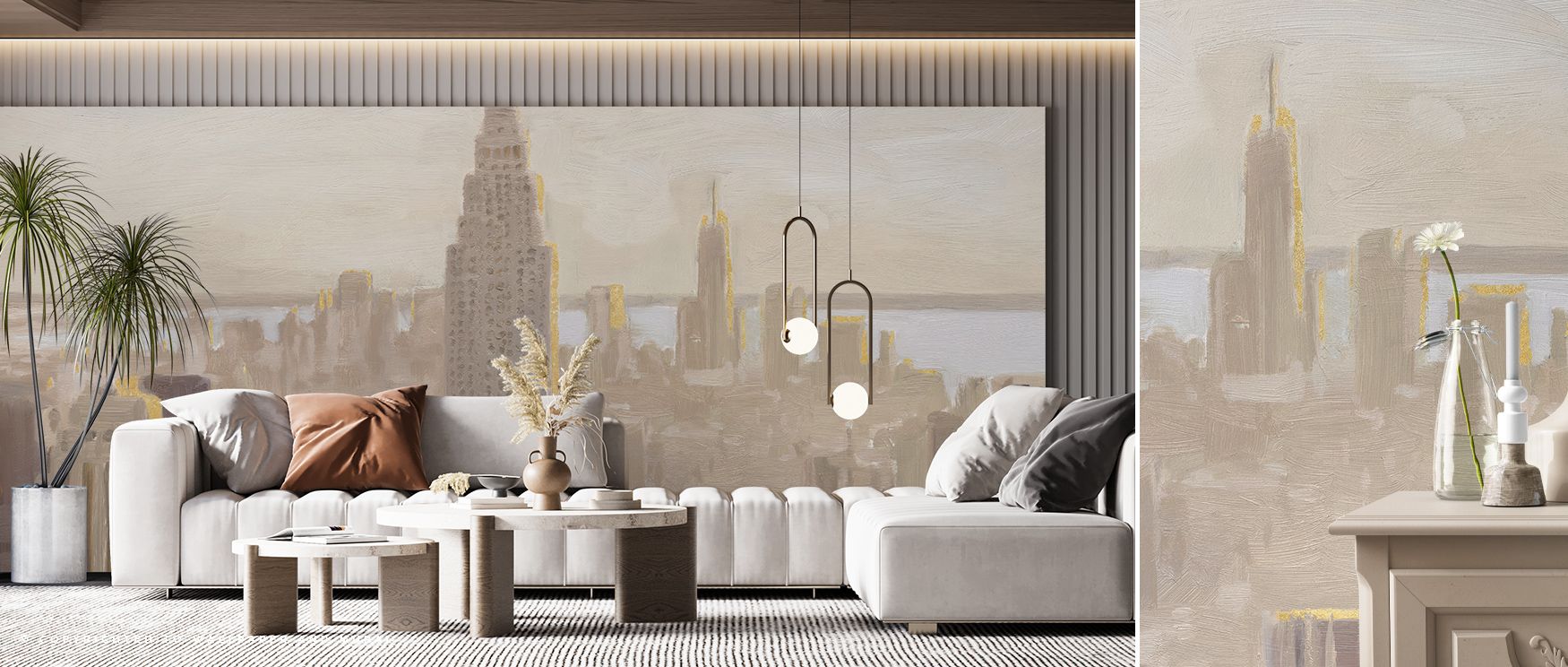 Depth develops in Downtown Dawn Wallpaper through layered skylines, enriching lounges or dining rooms with atmosphere enriched by cultural resonance, urban refinement, and timeless sophistication, shaping interiors into poised cultural expressions filled 