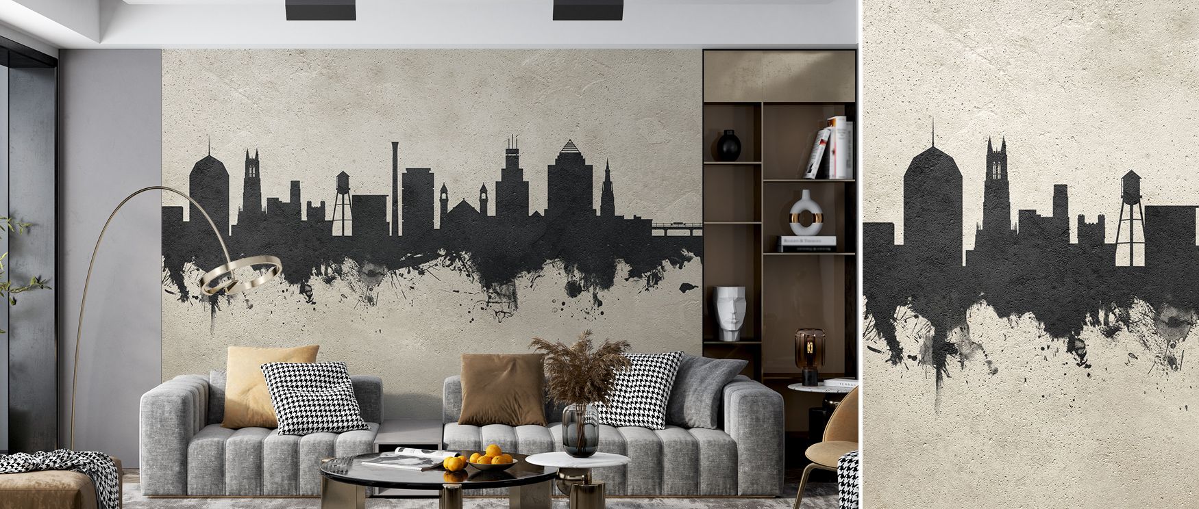Balance radiates in Durham North Carolina Skyline Concrete Wallpaper through skyline imagery, enriching living rooms or lounges with atmosphere enriched by cultural resonance, heritage refinement, and timeless resonance, shaping interiors into poised cult