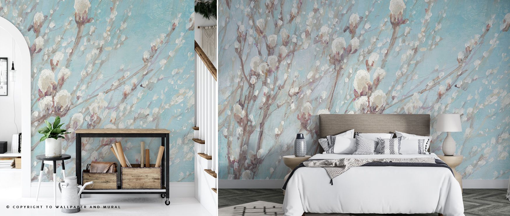 Grandeur develops in Early Spring Delicate Floral Wallpaper through blossoms in harmony, enriching bedrooms or dining rooms with atmosphere enriched by cultural resonance, seasonal refinement, and timeless resonance, creating interiors into poised seasona