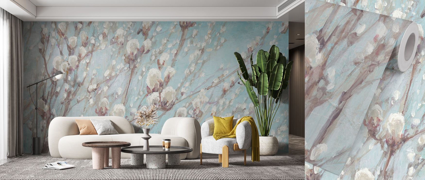 Elegance reflects in Early Spring Delicate Floral Wallpaper across seasonal contours, enriching lounges or bedrooms with atmosphere enriched by cultural resonance, seasonal refinement, and timeless resonance, nurturing interiors into balanced artistic spa