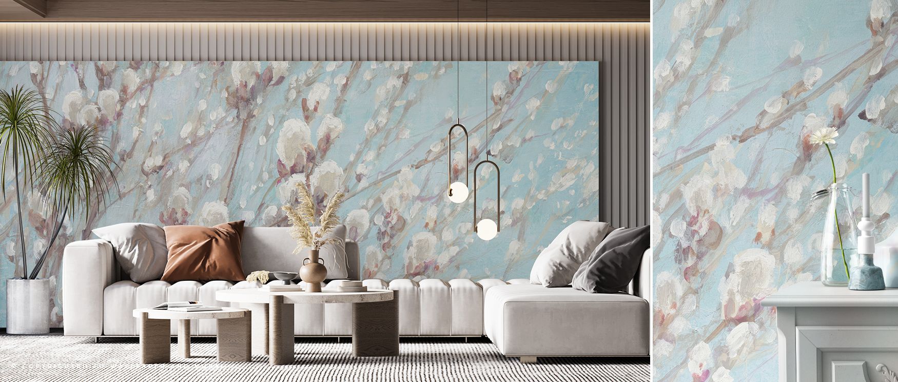 Permanence builds in Early Spring Delicate Floral Wallpaper through botanical presence, enriching bedrooms or living rooms with atmosphere enriched by cultural resonance, seasonal refinement, and timeless resonance, shaping interiors into poised floral en