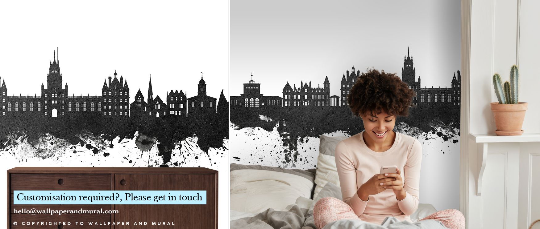 Serenity thrives in Egham England Skyline Black & White Wallpaper through softened skyline contours, enriching bedrooms or lounges with atmosphere enriched by cultural resonance, heritage refinement, and timeless resonance, nurturing interiors into poised
