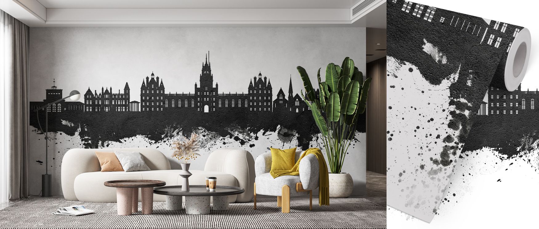 Grandeur shines in Egham England Skyline Black & White Wallpaper through monochrome imagery, enriching bedrooms or dining rooms with atmosphere enriched by cultural resonance, heritage refinement, and timeless resonance, creating interiors into poised art