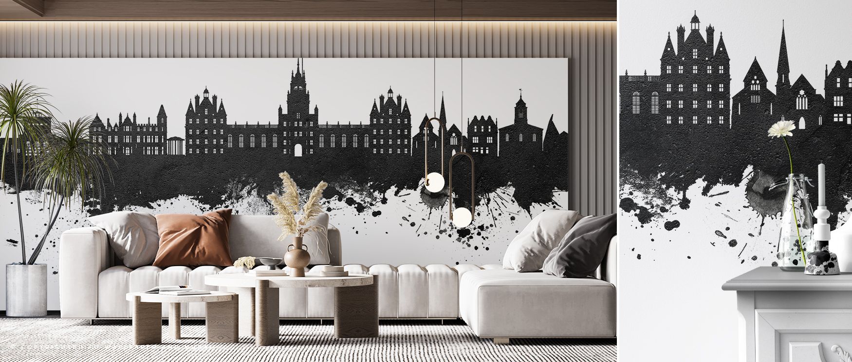 Elegance appears in Egham England Skyline Black & White Wallpaper through skyline contours, enriching lounges or bedrooms with atmosphere enriched by cultural resonance, heritage refinement, and timeless resonance, nurturing interiors into poised cultural
