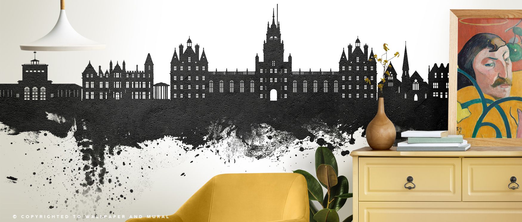 Poise resonates in Egham England Skyline Black & White Wallpaper through architectural contrasts, enriching lounges or dining areas with atmosphere enriched by cultural resonance, heritage refinement, and timeless resonance, nurturing interiors into poise