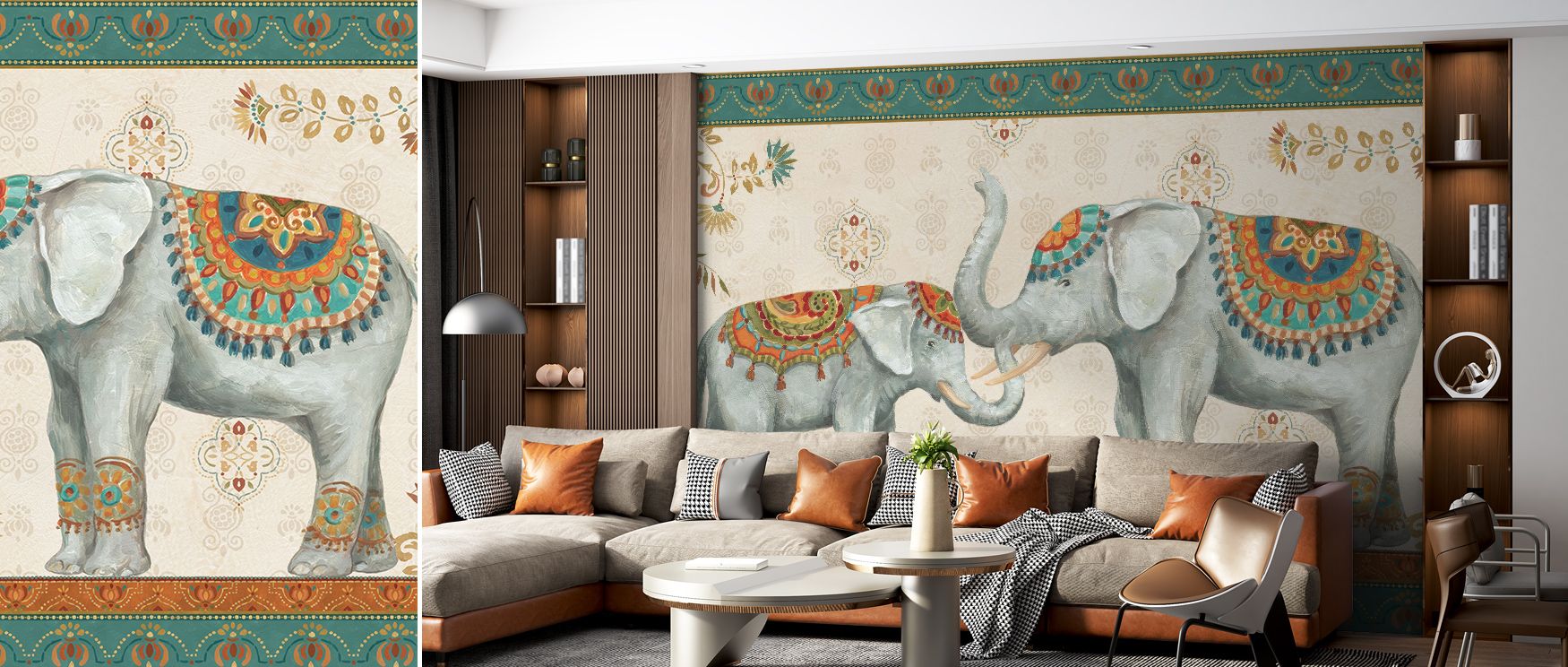Elegance blooms in Elephant Walk I Wallpaper across natural landscapes, enriching bedrooms or living rooms with atmosphere enriched by cultural resonance, natural refinement, and timeless resonance, shaping interiors into poised artistic environments. 