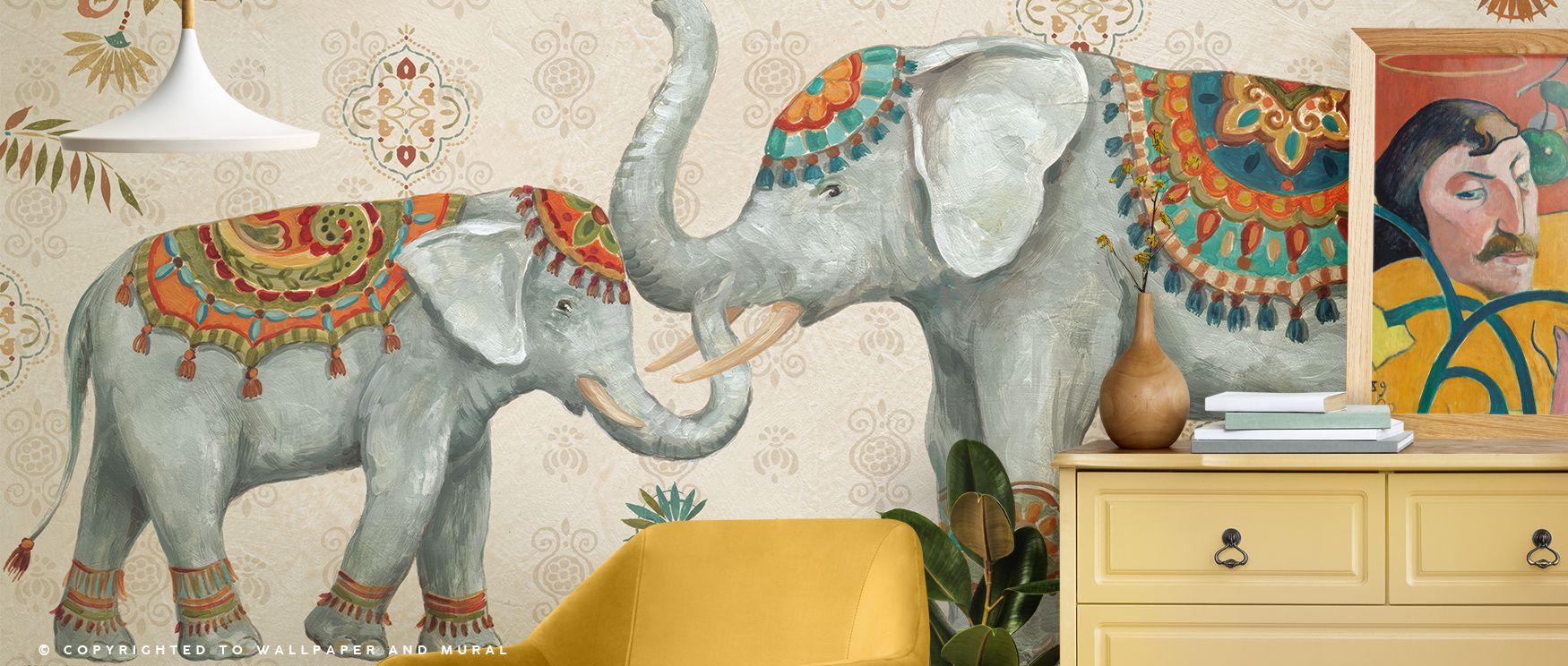 Permanence reflects in Elephant Walk I Wallpaper through majestic contours, enriching lounges or dining areas with atmosphere enriched by cultural resonance, natural refinement, and timeless resonance, nurturing interiors into poised cultural spaces. 