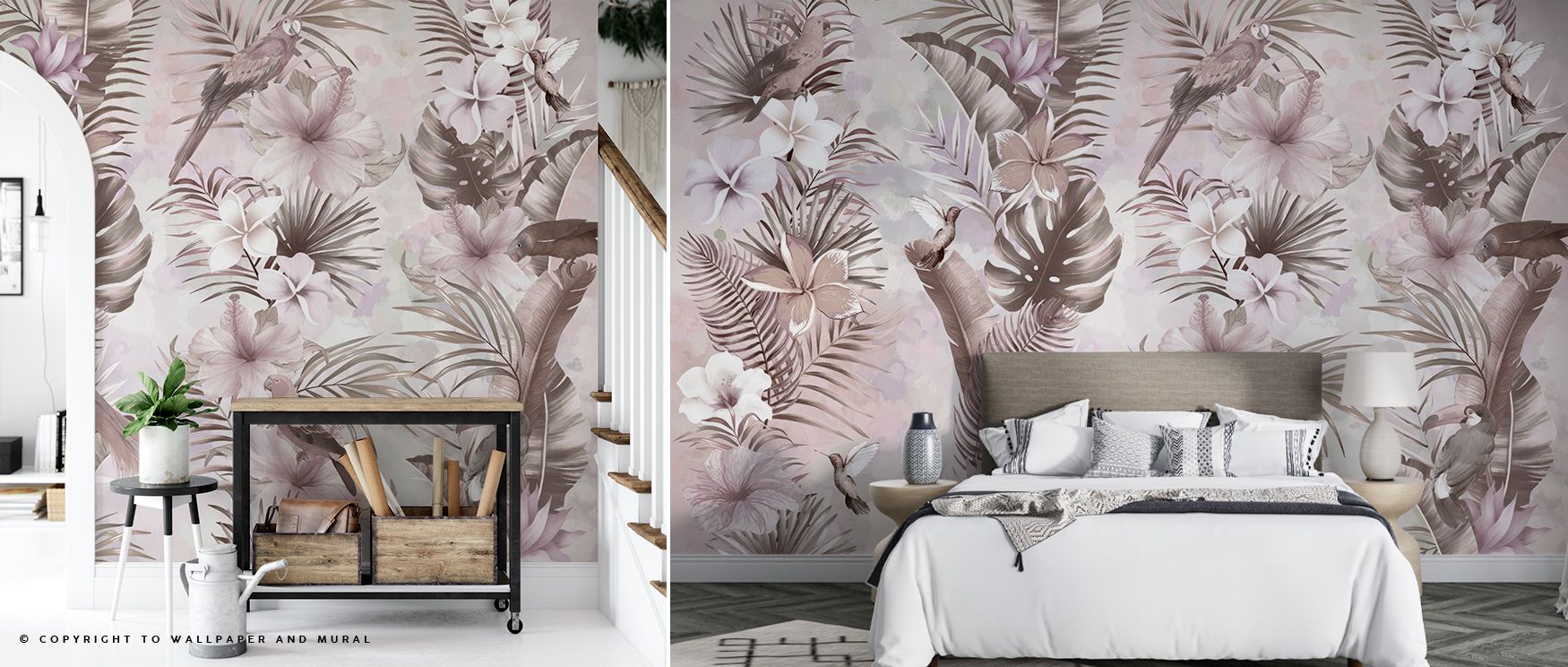 Subtle vibrancy flows in the Exotic Vibes Tropical Paradise Wallpaper, as foliage conveys graceful motion. Its tones enrich interiors with elegance. Bedrooms, offices, or living rooms glow with resonance, filled with timeless artistry and tropical allure.