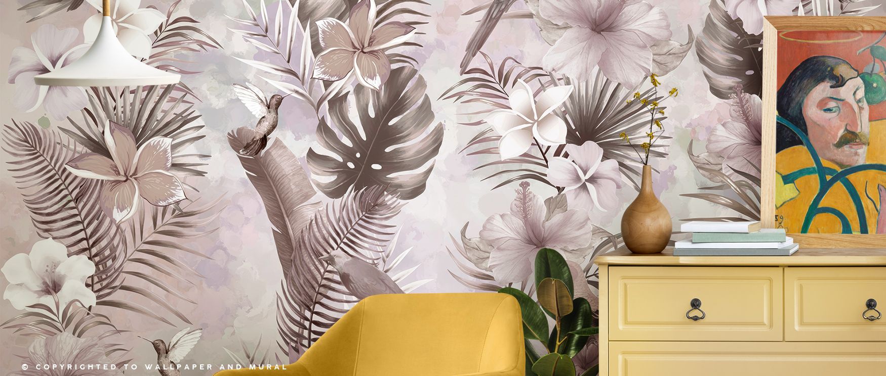 The Exotic Vibes Tropical Paradise Wallpaper reflects vibrancy, as lush greens enrich interiors with serenity. Its tones create atmosphere of refinement. Bedrooms, offices, or living rooms glow with sophistication, filled with timeless artistry and natura