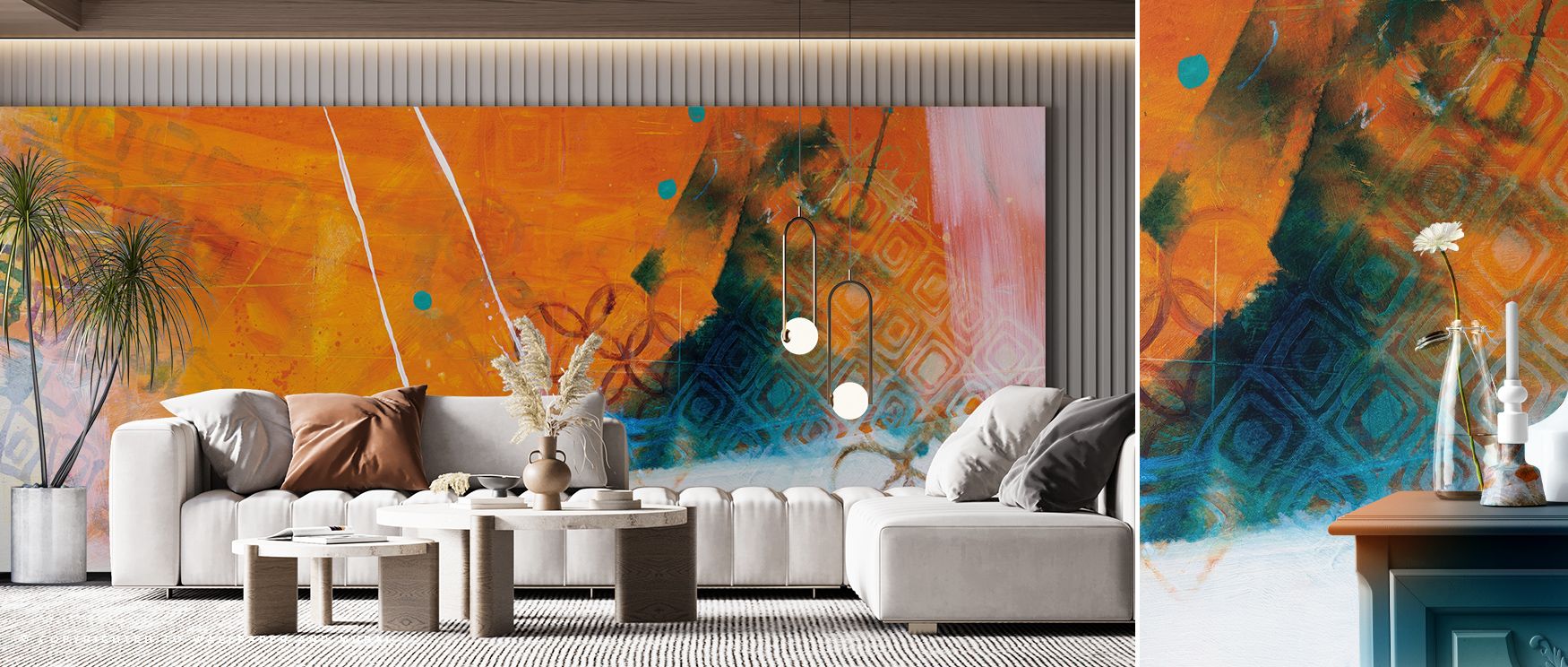 Elegance thrives in Exxaggeration Abstract Wallpaper across layered vibrancy, enriching lounges or bedrooms with atmosphere enriched by cultural resonance, modern refinement, and timeless resonance, nurturing interiors into poised cultural environments fi