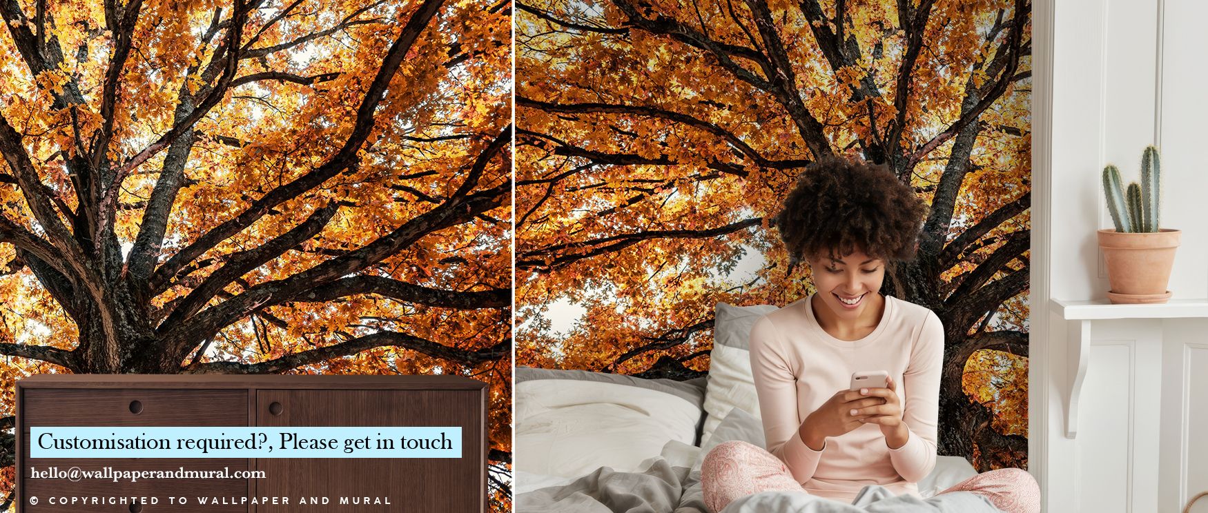 A crown of golden foliage defines Fall Crown Wallpaper, with russet shadows woven through amber highlights. The flowing design enhances bedrooms or living rooms, infusing them with richness, warmth, and soft seasonal character that reflects nature’s fleet