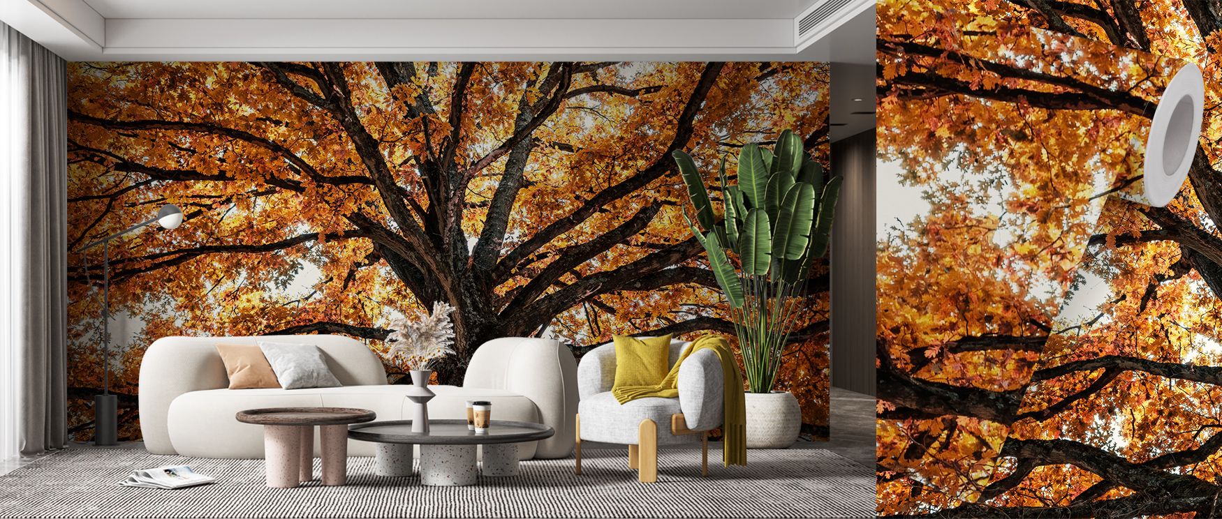 Gentle cascades of amber foliage mark Fall Crown Wallpaper, with bronze shadows deepening across golden accents. The design surrounds dining rooms or living spaces with seasonal grace, turning ordinary walls into glowing reflections of autumn’s harmony an
