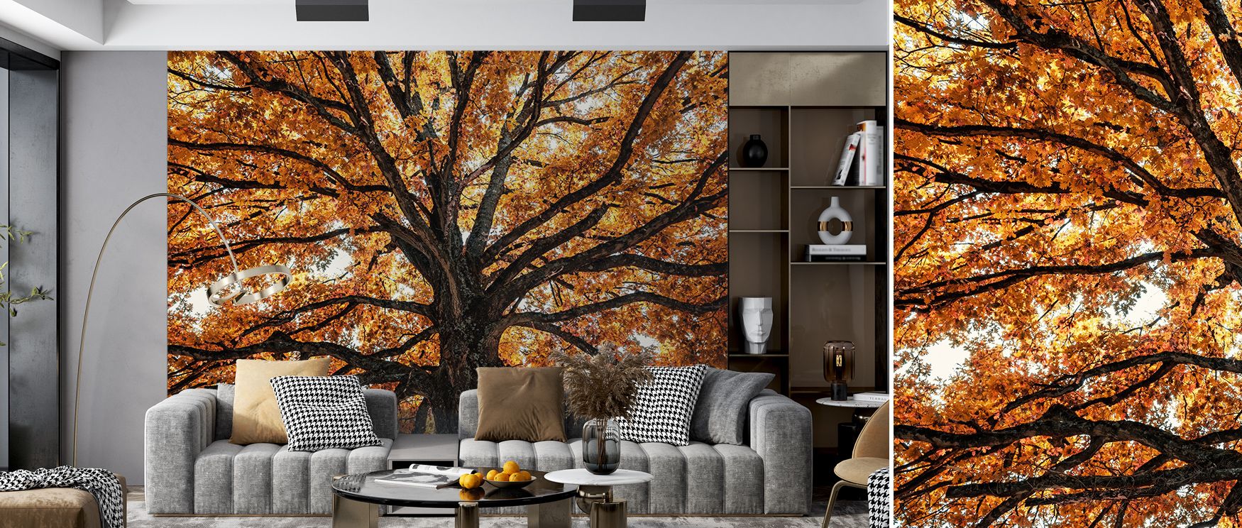 Glowing with seasonal artistry, Fall Crown Wallpaper carries amber tones and russet layers that cascade across walls, surrounding bedrooms or living rooms with comfort, warmth, and refined elegance drawn from autumn’s fleeting beauty.
