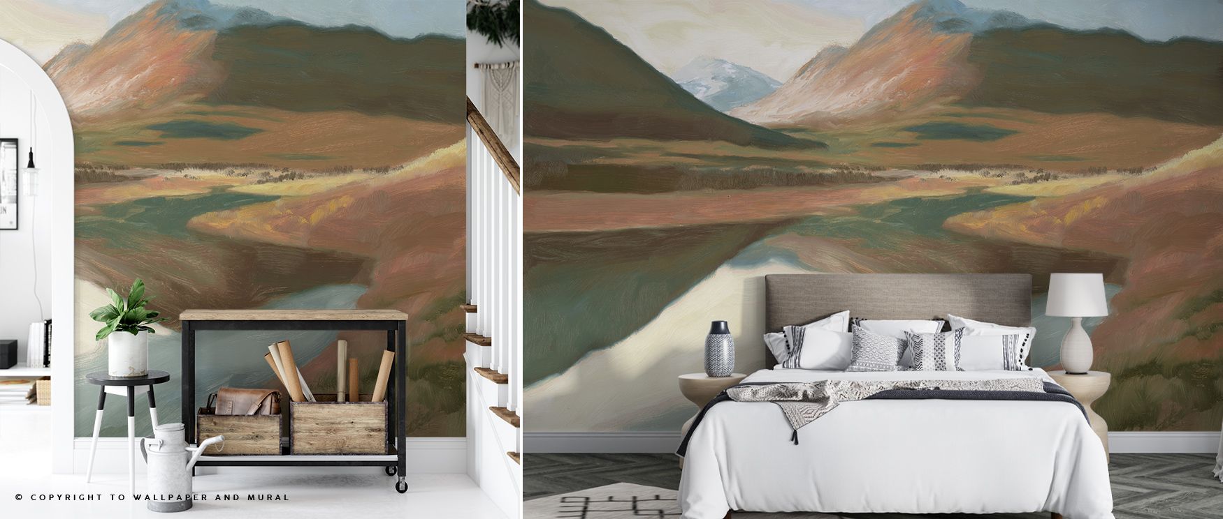 Fall High North Wallpaper glows with fiery scarlet, golden highlights, and dark green depths. The composition suggests crisp winds moving through northern forests, infusing living rooms or bedrooms with seasonal vitality and a balanced, refreshing presenc