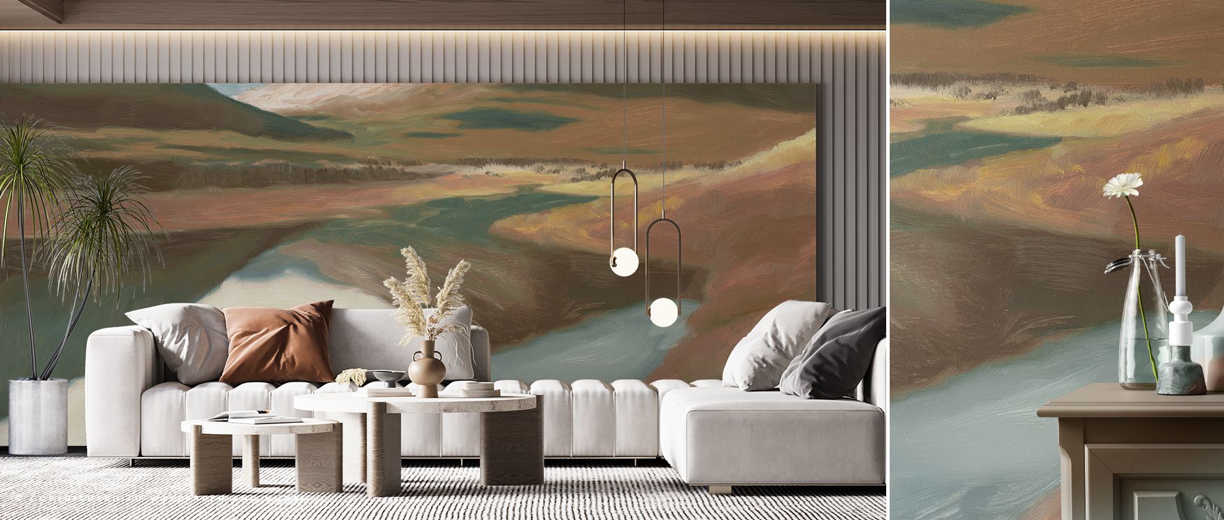 Bold foliage shines across Fall High North Wallpaper, with russet undertones deepening against glowing amber highlights. The composition enhances bedrooms or living rooms with vitality, reflecting autumn’s northern charm and natural elegance across every 