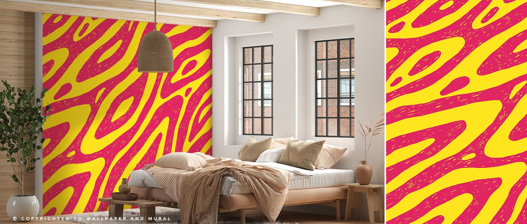 Fantasy Zebra Wallpaper enhances interiors through lively motion, zebras adorned with colorful stripes blending joy and creativity. The composition fills children’s rooms or nurseries with playful rhythm, turning walls into backdrops alive with whimsical 