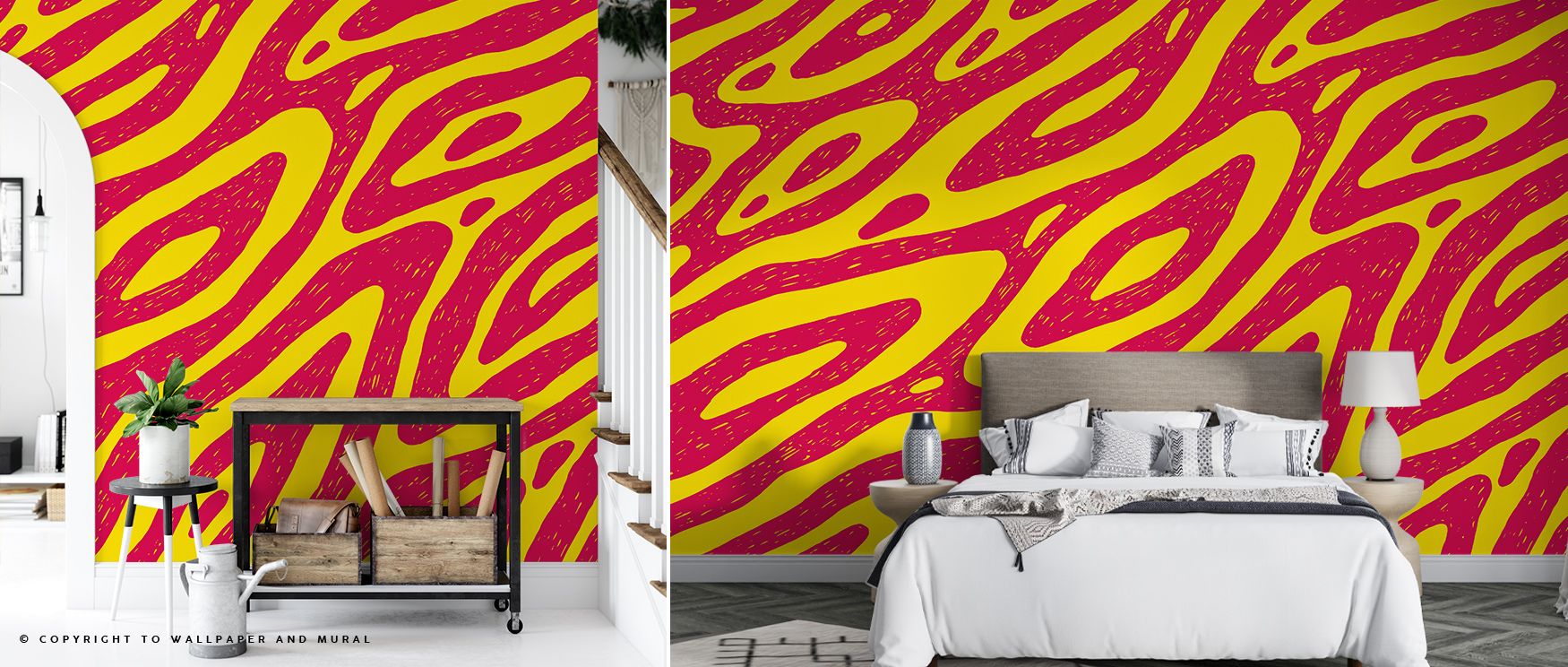 Joyful artistry defines Fantasy Zebra Wallpaper, zebras moving in playful rhythm with multicolored stripes. Each detail brightens children’s rooms or nurseries, adding imaginative vibrancy and creativity that fills interiors with whimsical delight and upl