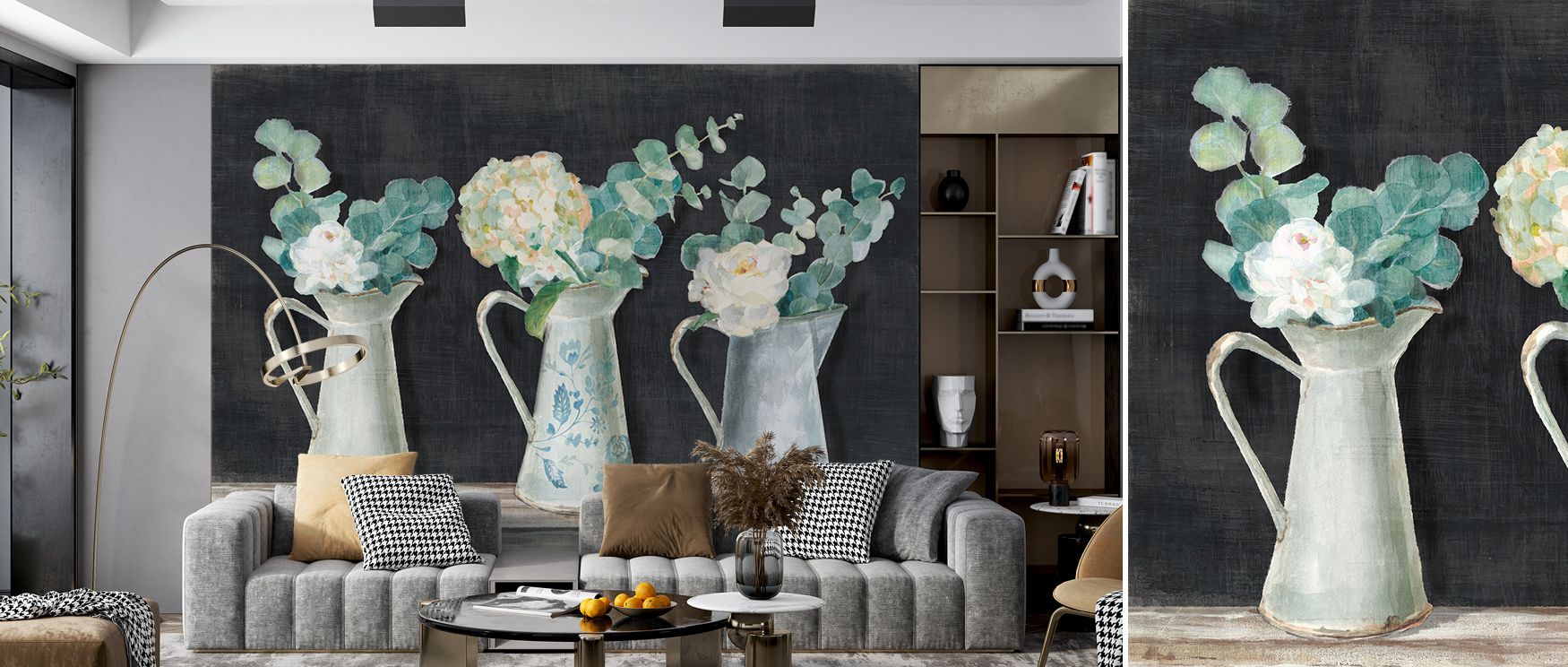 Farmhouse Flowers Wallpaper unfolds with gentle blossoms in pastel tones. Its design surrounds living rooms or bedrooms with warmth and natural beauty, carrying countryside elegance into every interior with floral balance and quiet grace.