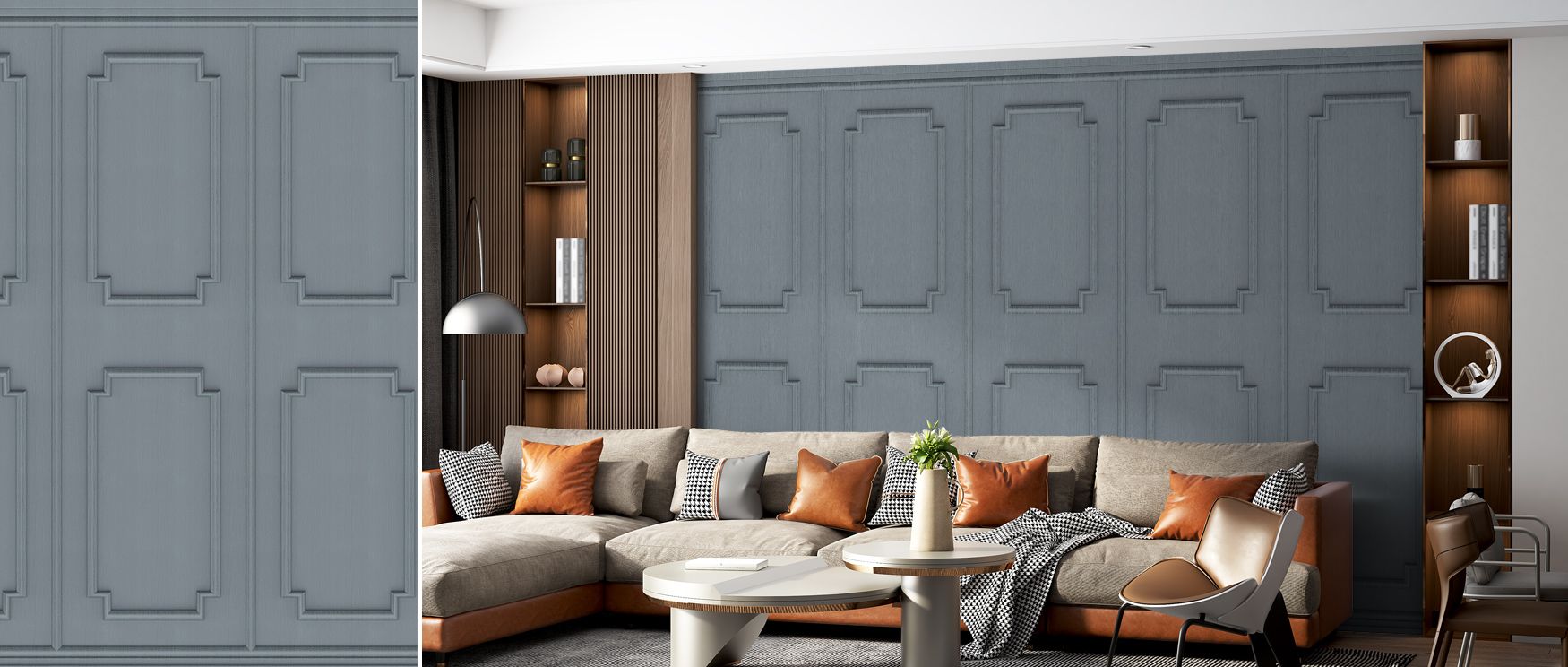 Grey tones highlight Faux Wall Panel Moulding, Stone Wallpaper, arranged in stone-like panels that bring timeless elegance to interiors. Living rooms or offices glow with refinement, filled with understated charm that elevates every wall with grace. 