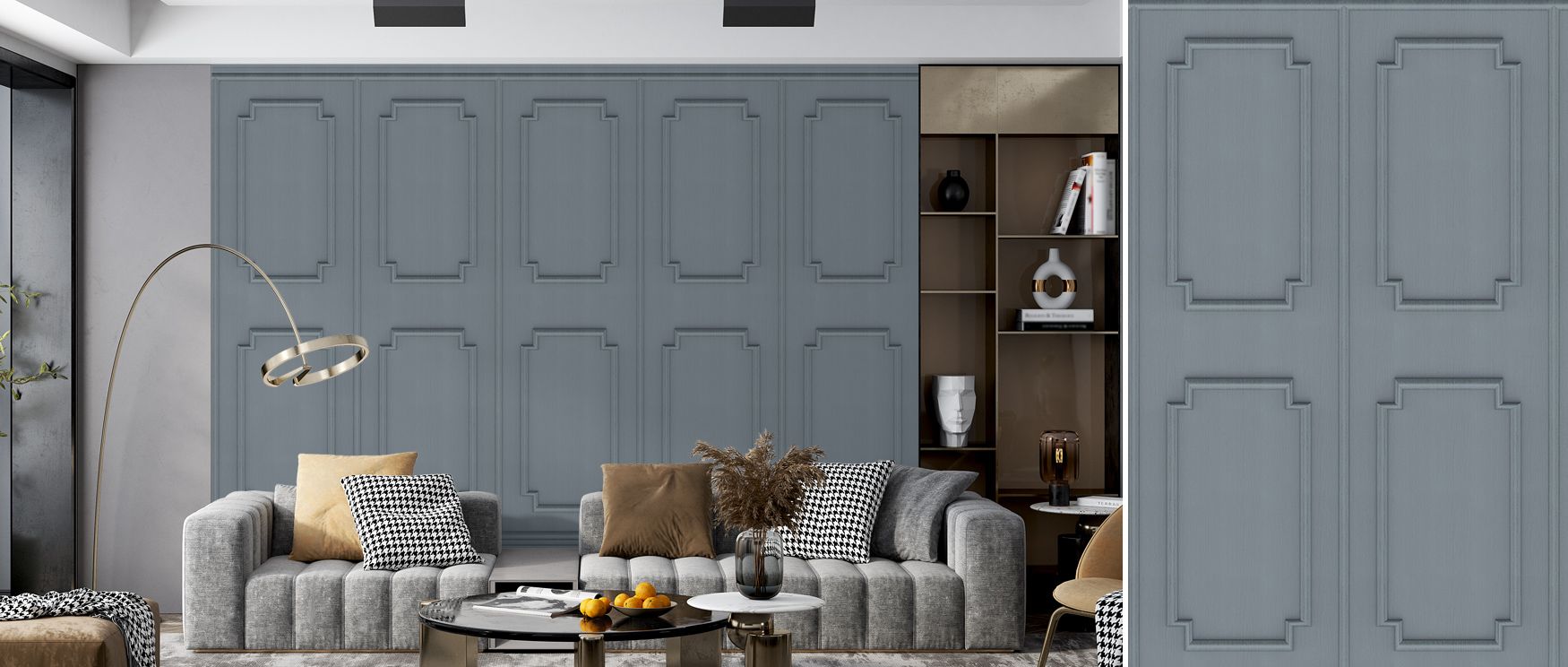 Stone-inspired artistry fills Faux Wall Panel Moulding, Stone Wallpaper, panels arranged with refined shading and depth. This design frames offices or dining rooms with elegance, surrounding interiors in structured charm and timeless architectural presenc