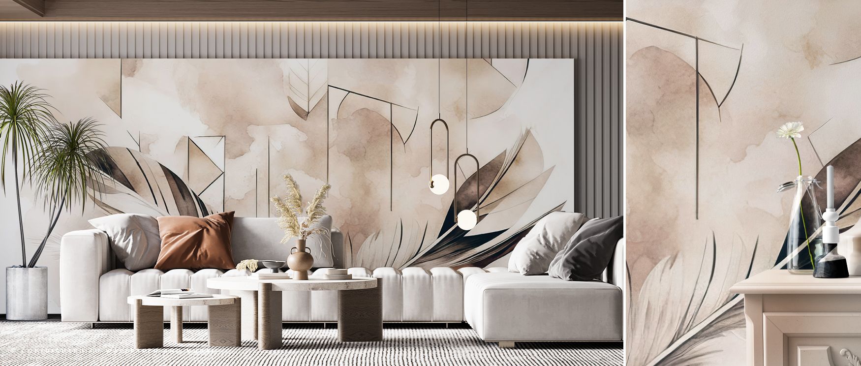 Feather Geometry Yellow Wallpaper layers delicate feathers into geometric rhythm, golden tones creating glowing atmosphere. Bedrooms or offices shine with vibrancy, filled with contemporary detail and cheerful mood across every wall. 