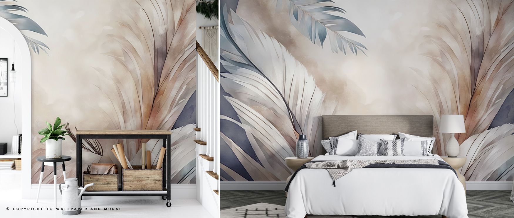 Earthy richness flows through Feathers Magic Brown Wallpaper, feather motifs painted in brown and beige. Bedrooms or studies glow with calm atmosphere, filled with grounded serenity and timeless natural charm reflected in every wall. 