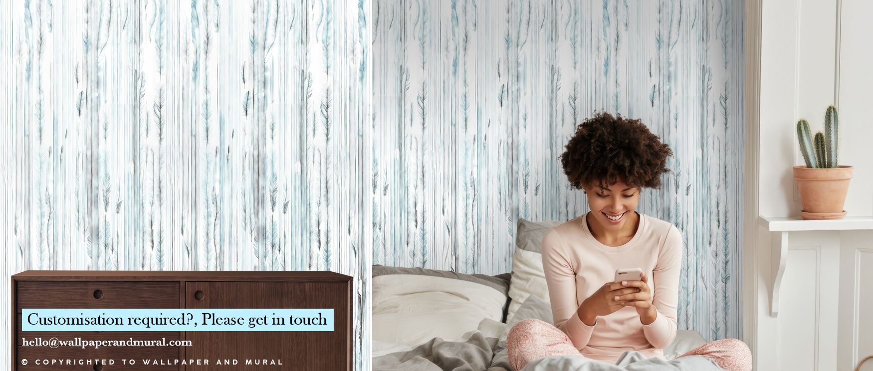 A graceful rhythm flows through Feathers Melody Teal Wallpaper, where teal tones hold luminous feather motifs. The design fills bedrooms or offices with serenity, surrounding interiors with elegance, grounded calm, and timeless atmosphere, carrying natura