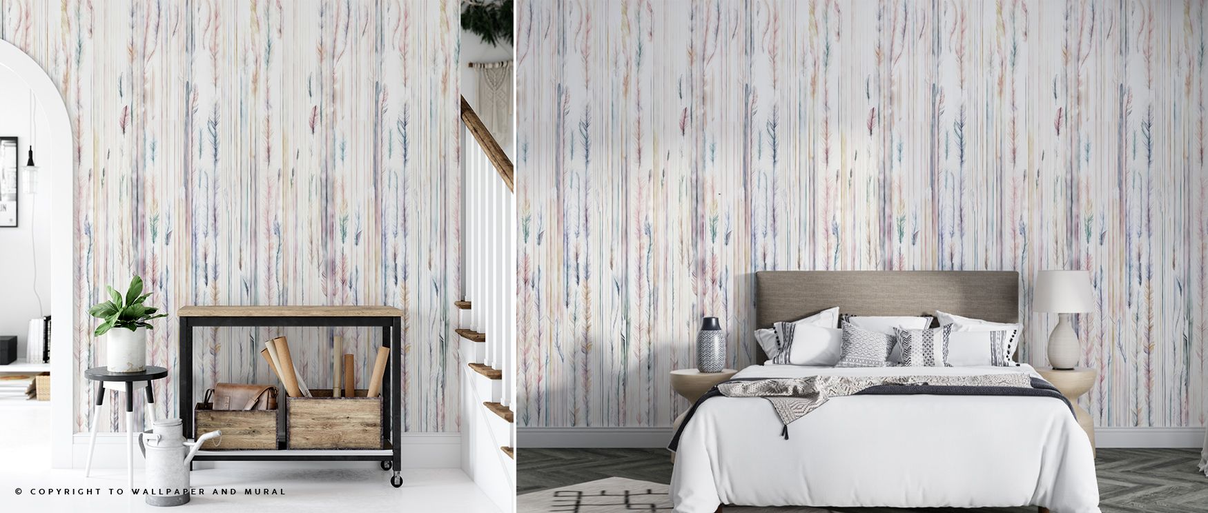 Bright tones illuminate Feathers Melody Yellow Wallpaper, feather details painted in glowing repetition. This composition surrounds living rooms or bedrooms with positivity, luminous presence, and cheerful artistry, enriching interiors with natural-inspir