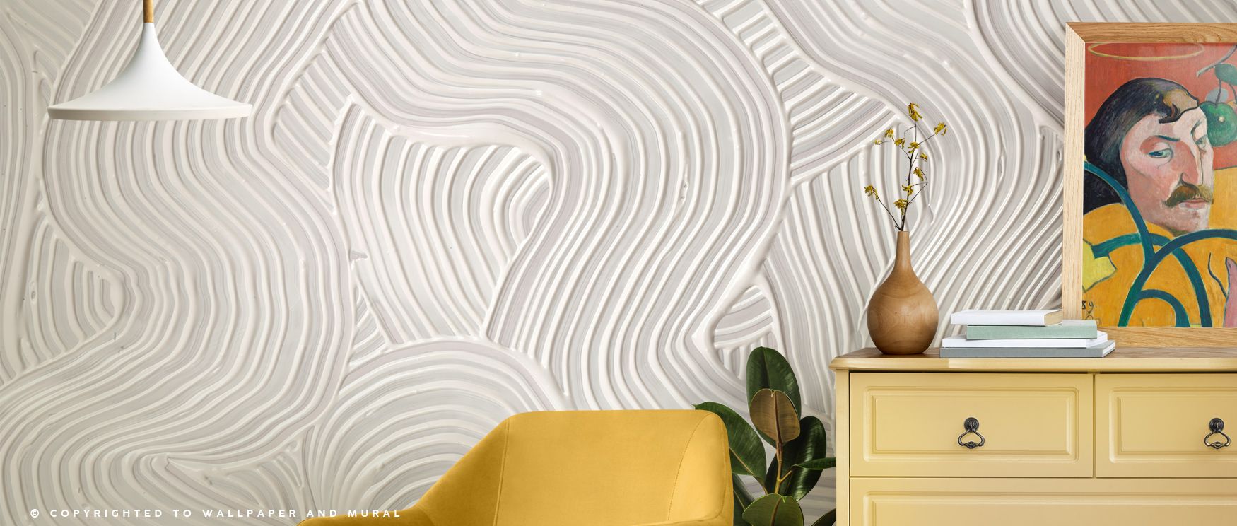 Contemporary creativity defines Feel the Flow Abstract Wallpaper, flowing shapes layered with bold color. This composition surrounds offices or bedrooms with energy, vibrancy, and artistic balance, filling interiors with modern rhythm and inspiring presen