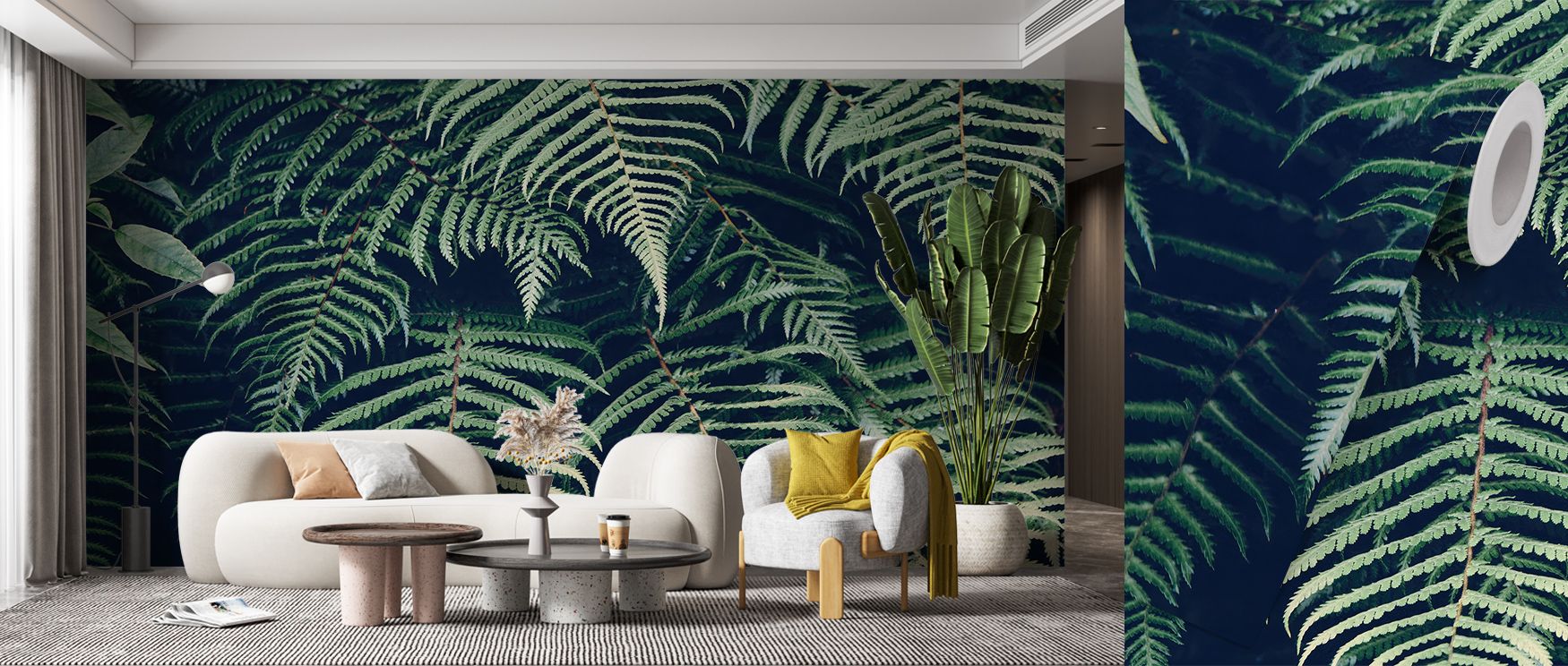Natural-inspired elegance defines Fern Leaves Wallpaper, foliage arranged in flowing layers of green. Bedrooms or bathrooms glow with botanical atmosphere, refined charm, and calm beauty, transforming walls into reflections of nature’s timeless rhythm and