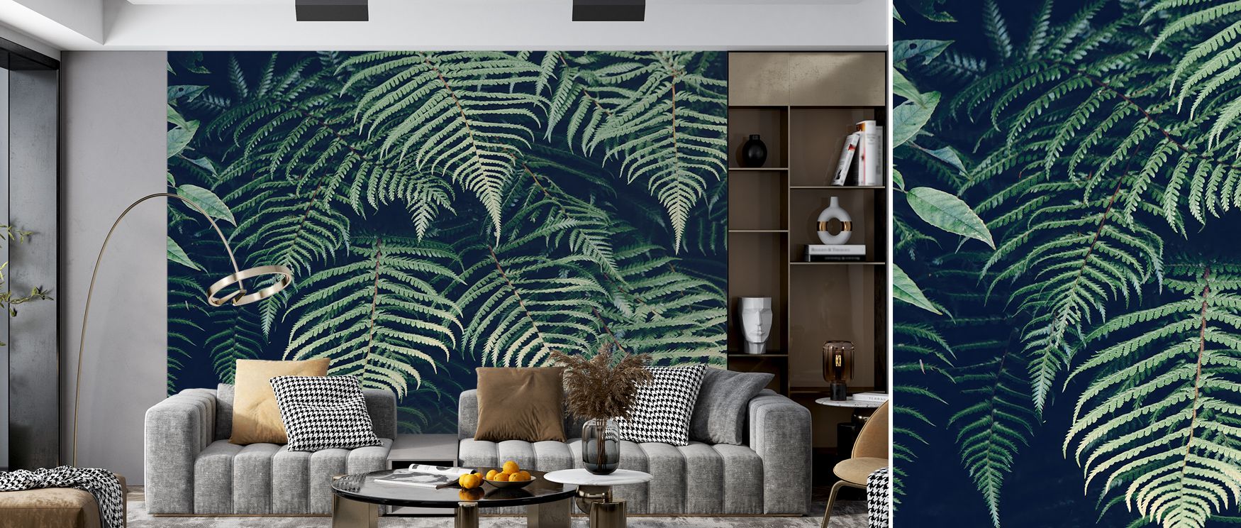 Fern Leaves Wallpaper brings elegance into interiors, foliage layered in graceful green tones. Living rooms or bedrooms glow with botanical calm, refined beauty, and timeless artistry, creating serene atmosphere inspired by nature’s enduring charm.