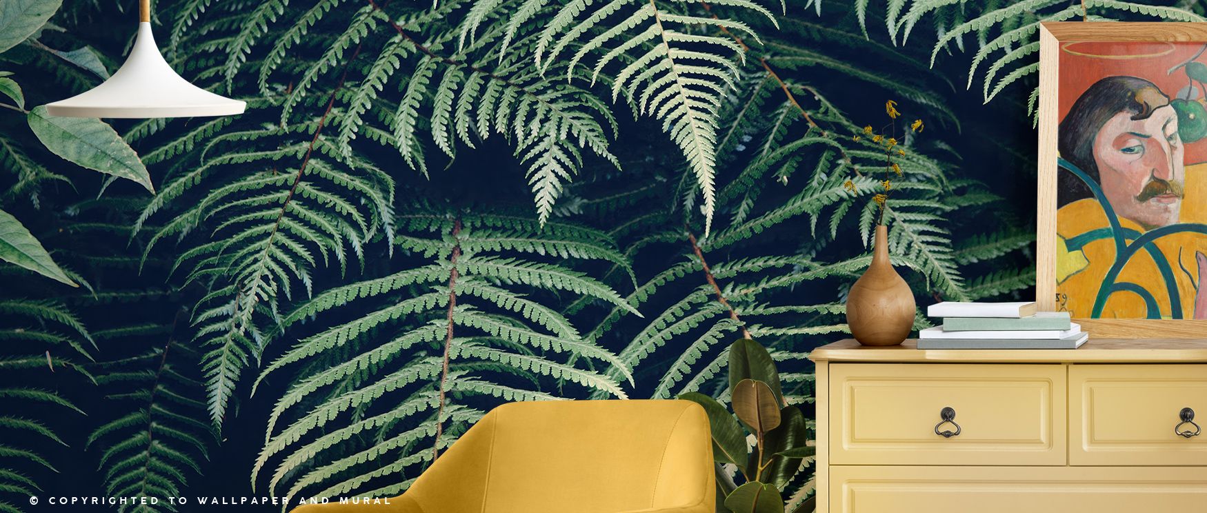 Subtle rhythm flows across Fern Leaves Wallpaper, leaves arranged with intricate detail in soft green hues. Interiors like bedrooms or bathrooms are transformed with calm atmosphere, botanical presence, and timeless serenity that enriches every wall with 