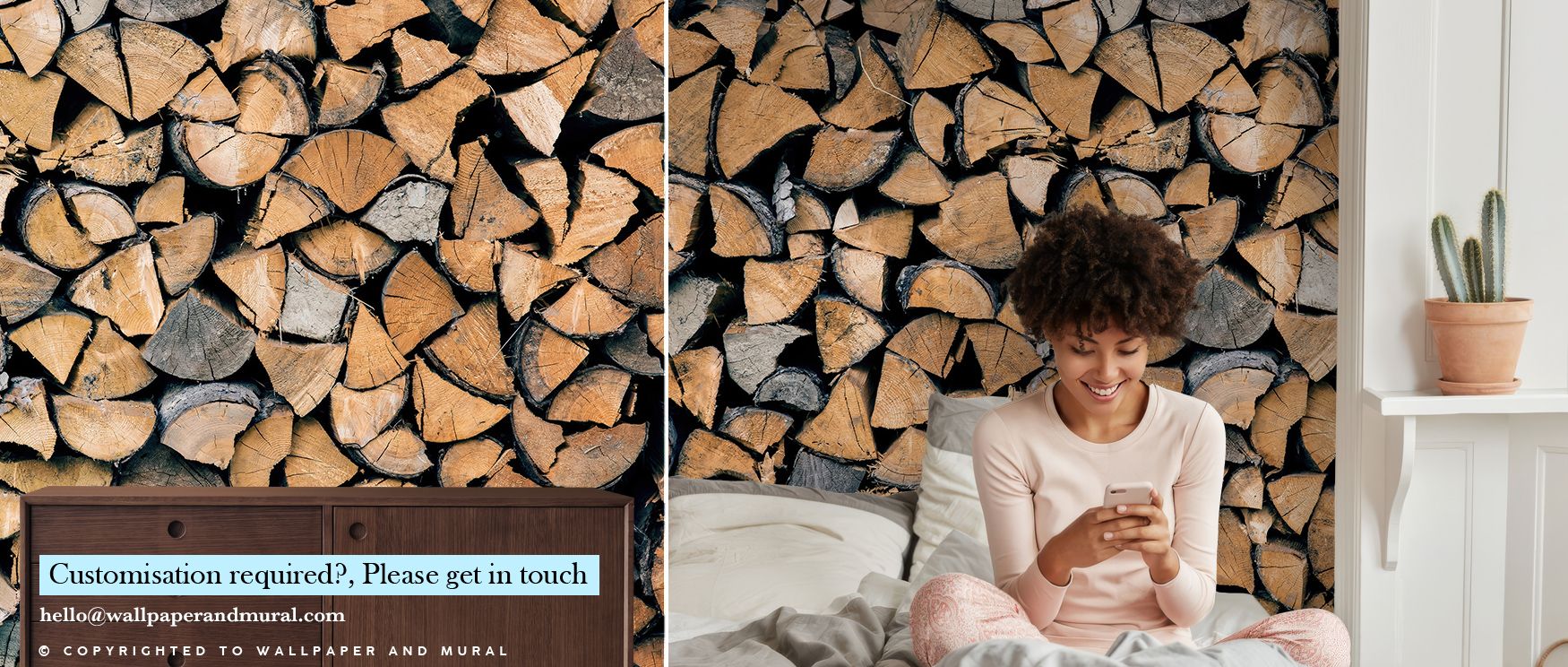 Rustic beauty emerges in Firewood Rustic Wallpaper, realistic grain painted in layered tones of amber and brown. Interiors such as studies or bedrooms glow with warmth, comfort, and grounding charm, creating atmosphere enriched with natural artistry and c
