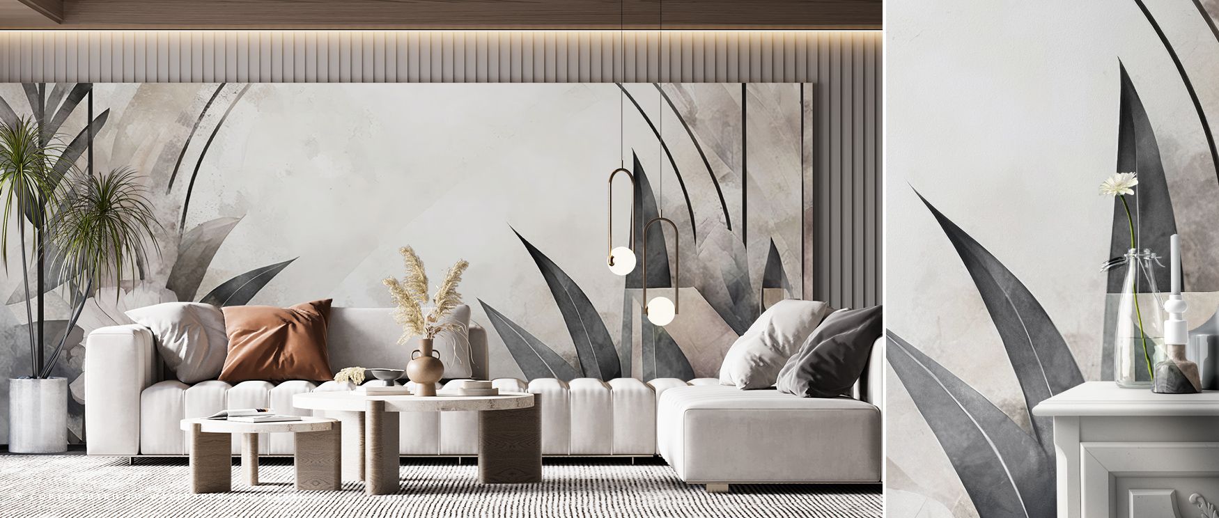 The refined artistry of Floral Abstract Soft Wallpaper emerges in blossoms painted in delicate tones. Living rooms or bedrooms glow with calm balance, graceful atmosphere, and timeless floral beauty, surrounding interiors with serene charm. 