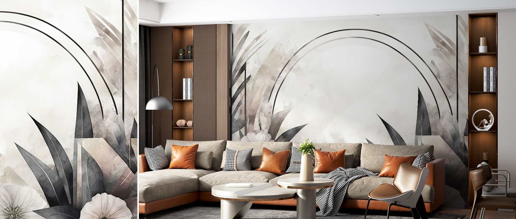 Floral Abstract Soft Wallpaper radiates muted elegance, blossoms arranged with abstract delicacy. Bedrooms or dining rooms glow with natural charm, refined calm, and graceful balance, transforming interiors with timeless artistry and floral presence. 