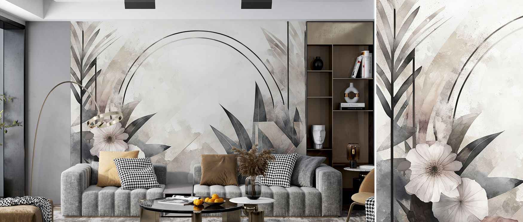 Abstract floral beauty fills Floral Abstract Soft Wallpaper, blossoms layered in muted tones. Interiors like bedrooms or dining rooms glow with refined calm, quiet charm, and natural grace, surrounding walls with timeless atmosphere.