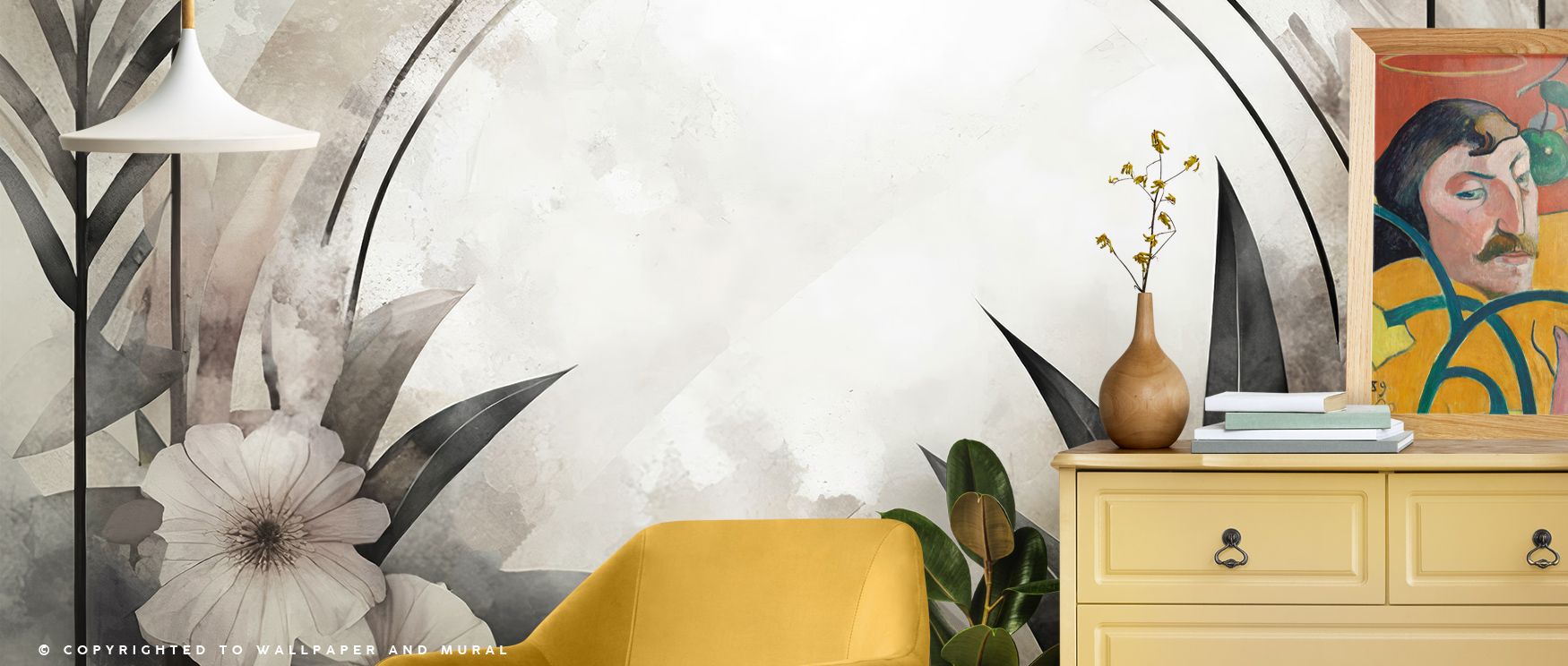 Serene artistry shines in Floral Abstract Soft Wallpaper, blossoms painted with subtle hues. Living rooms or bedrooms glow with natural calm, timeless charm, and refined elegance, surrounding interiors with atmosphere of floral beauty. 