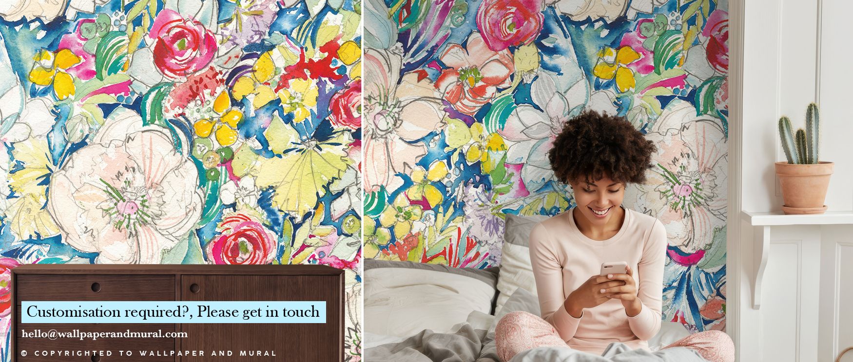 A celebration of floral artistry shines through Floral Explosion Wallpaper, blossoms scattered in dynamic rhythm. Offices or bedrooms glow with energy, lively atmosphere, and uplifting brilliance, surrounding interiors with colorful vibrancy and striking 