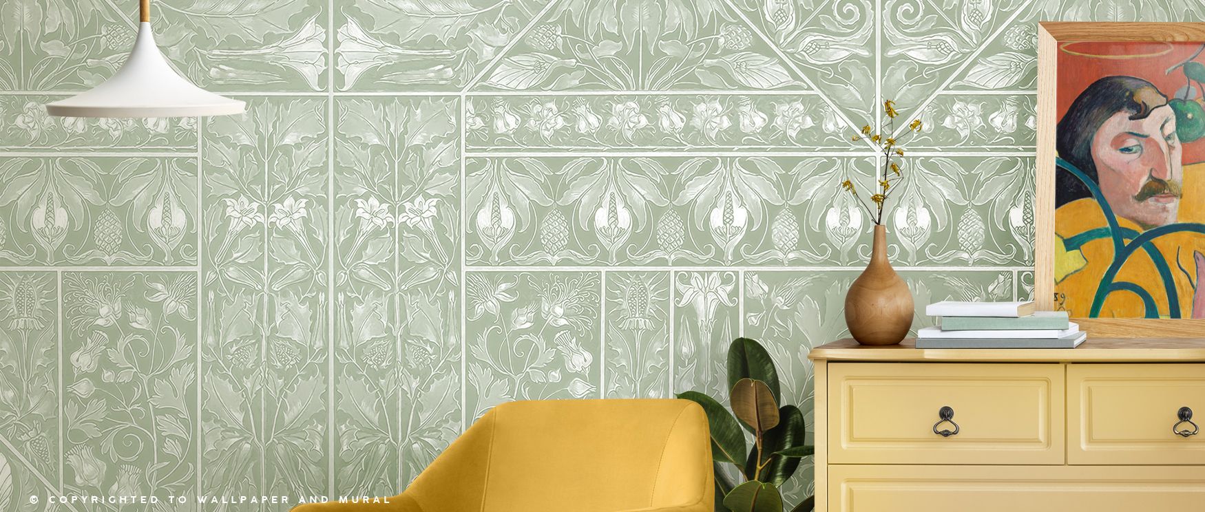 Radiant blossoms define Floral Mood Green Wallpaper, floral motifs painted in refreshing layers. Kitchens or bedrooms glow with natural brilliance, refined calm, and cheerful atmosphere, enriching interiors with vibrancy and charm. 
