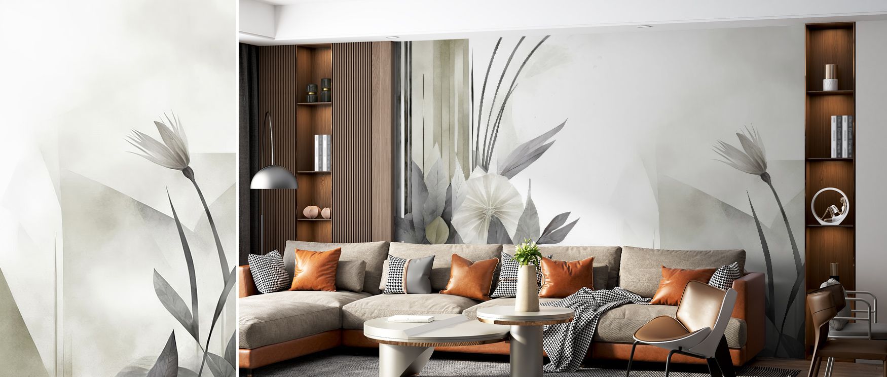 Soft floral impressions define Floral Watercolor Abstract Green Wallpaper, blossoms painted in watercolor depth. Bedrooms or living rooms glow with serenity, refined atmosphere, and natural artistry, interiors filled with floral calm and graceful balance.