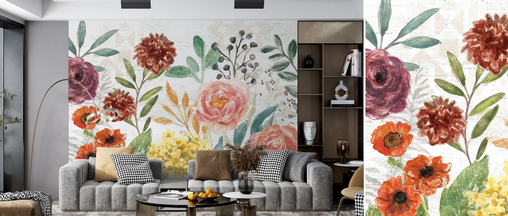 Flower Fest Wallpaper celebrates floral abundance, blossoms scattered across walls in radiant hues. Playrooms or bedrooms glow with joyful artistry, vibrant charm, and uplifting atmosphere, surrounding interiors with colorful presence and cheerful charact